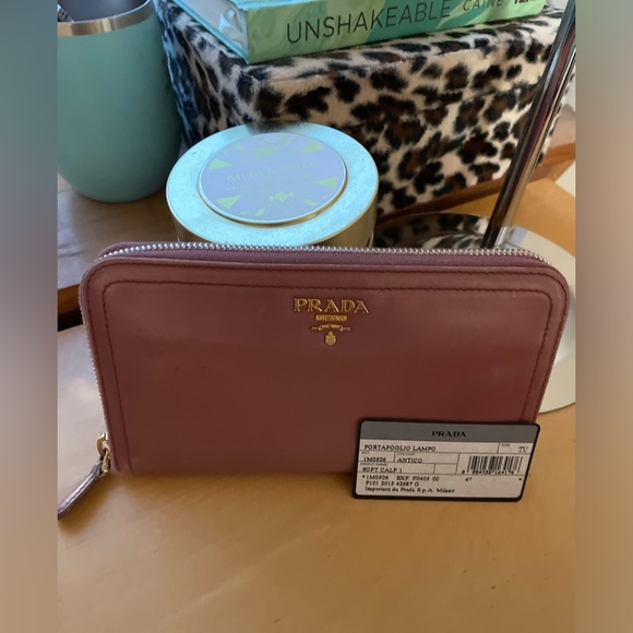 Prada Large Zip Wallet in pink Saffiano leather; EUC - Picture 4 of 16